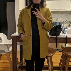 Topshop Chartreuse Cocoon Wool Notch Coat, US 2